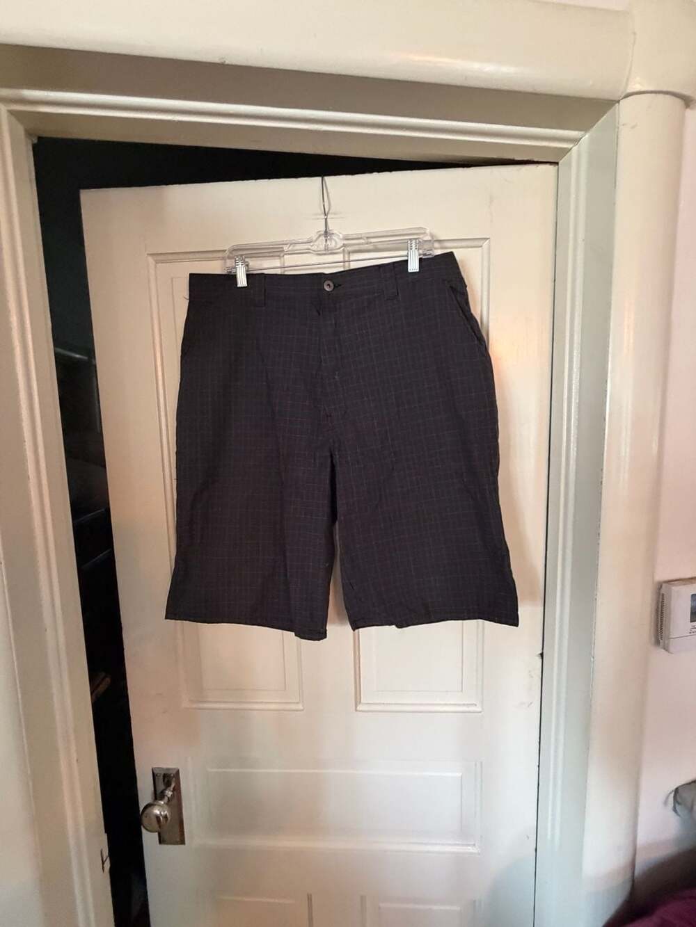 Dickies Charcoal Grey Plaid Flat Front Shorts Size 38